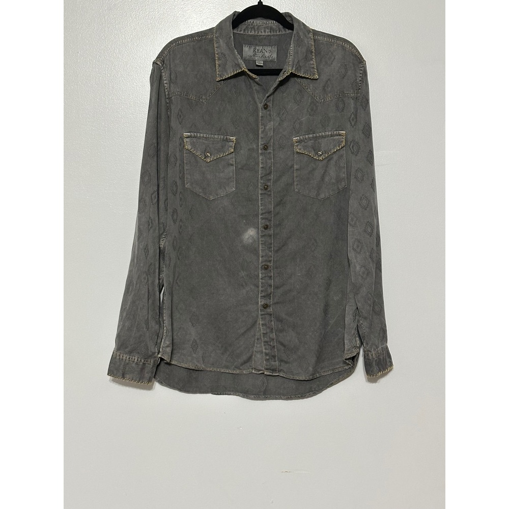 Ryan Michael Silk Jacquard Diamond Western Snap Shirt Men's Large